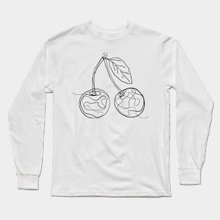 Cherry - One Line Drawing Long Sleeve T-Shirt